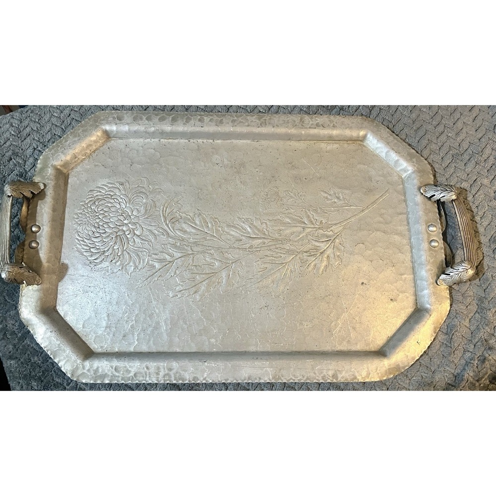 Vintage Continental Mark 556 Hand Wrought  Serving Tray Daisies 18.5"x 12.5" -A4